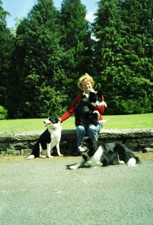 Elizabeth with the dogs at The Burrells