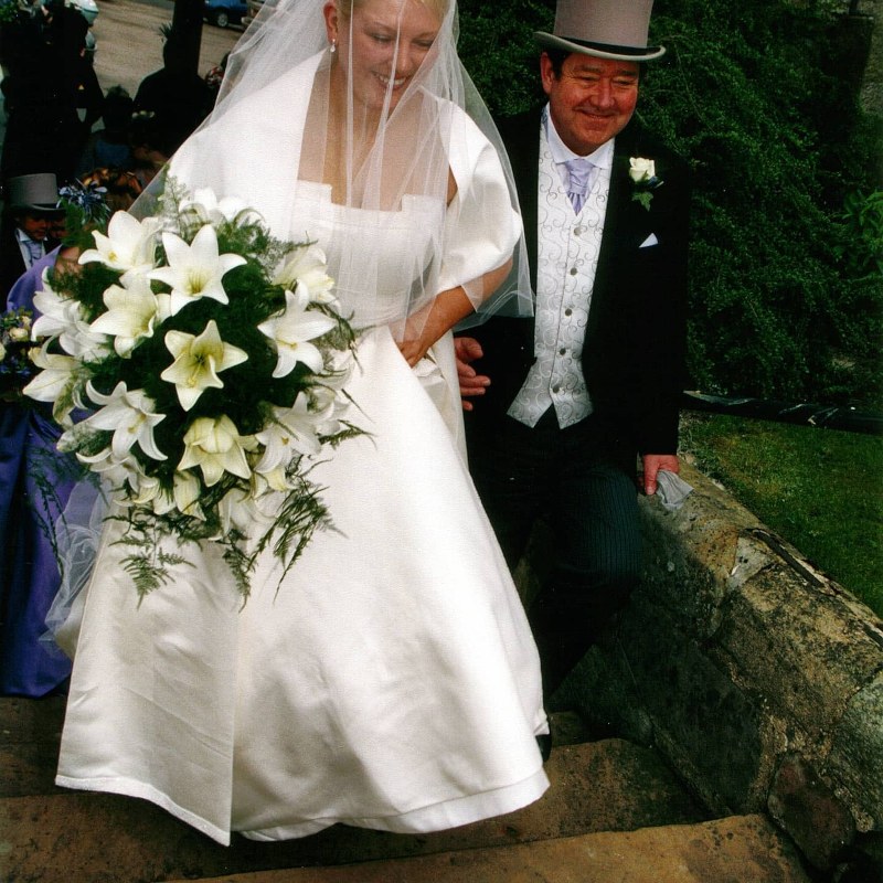 Angela with her father at her wedding